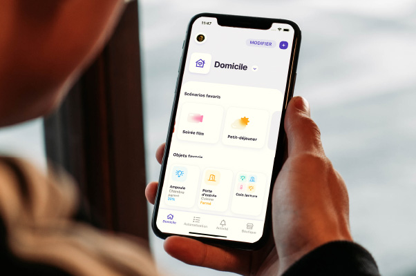 Présentation d'un écran de l'application mobile connected home