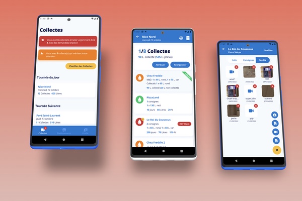 Présentation d'un écran de l'application Team Collect. 